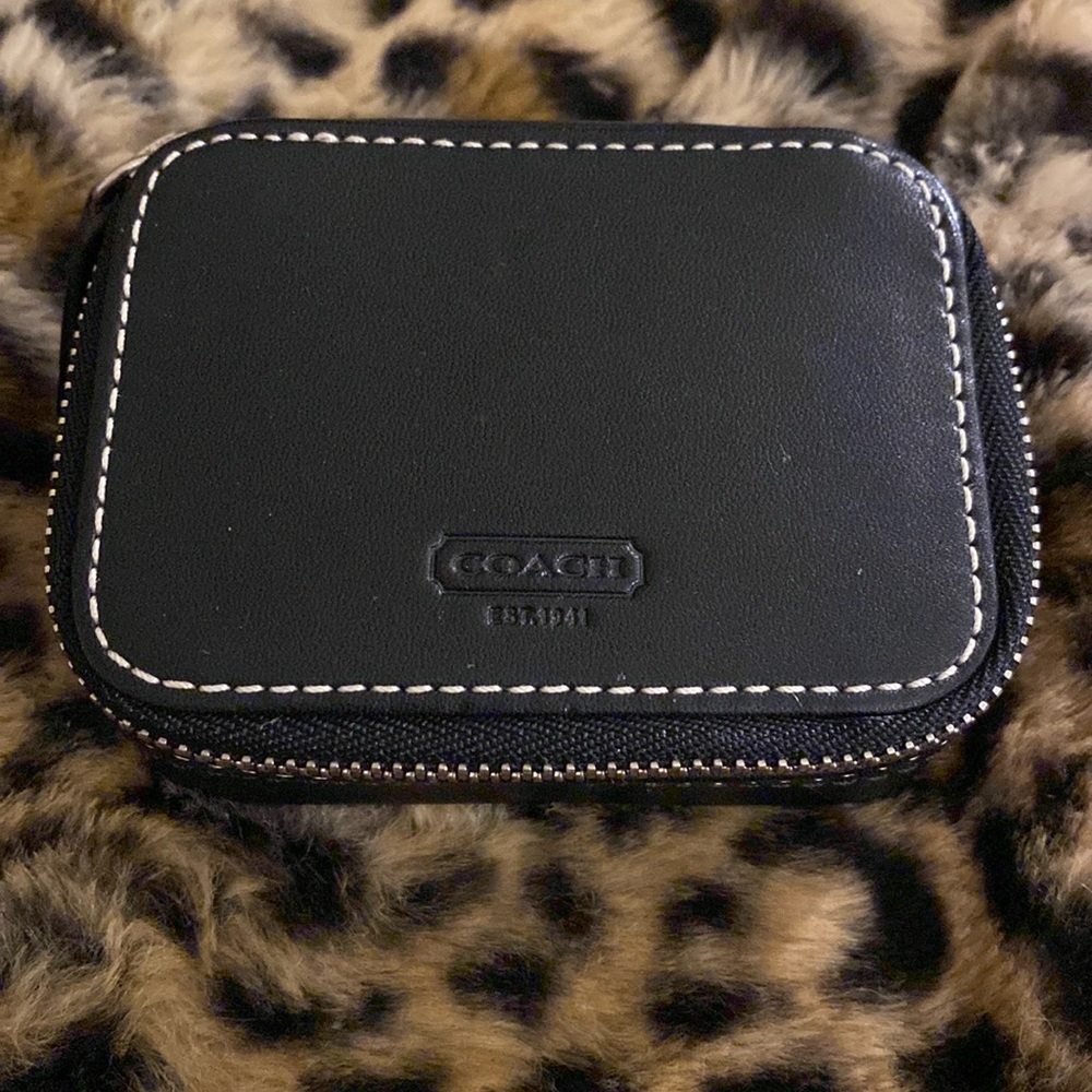 Excellent condition Black coach leather zip around pill case